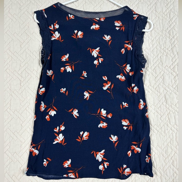 Daniel Rainn Navy Sleeveless Lace Trim Blouse - Picture 3 of 8